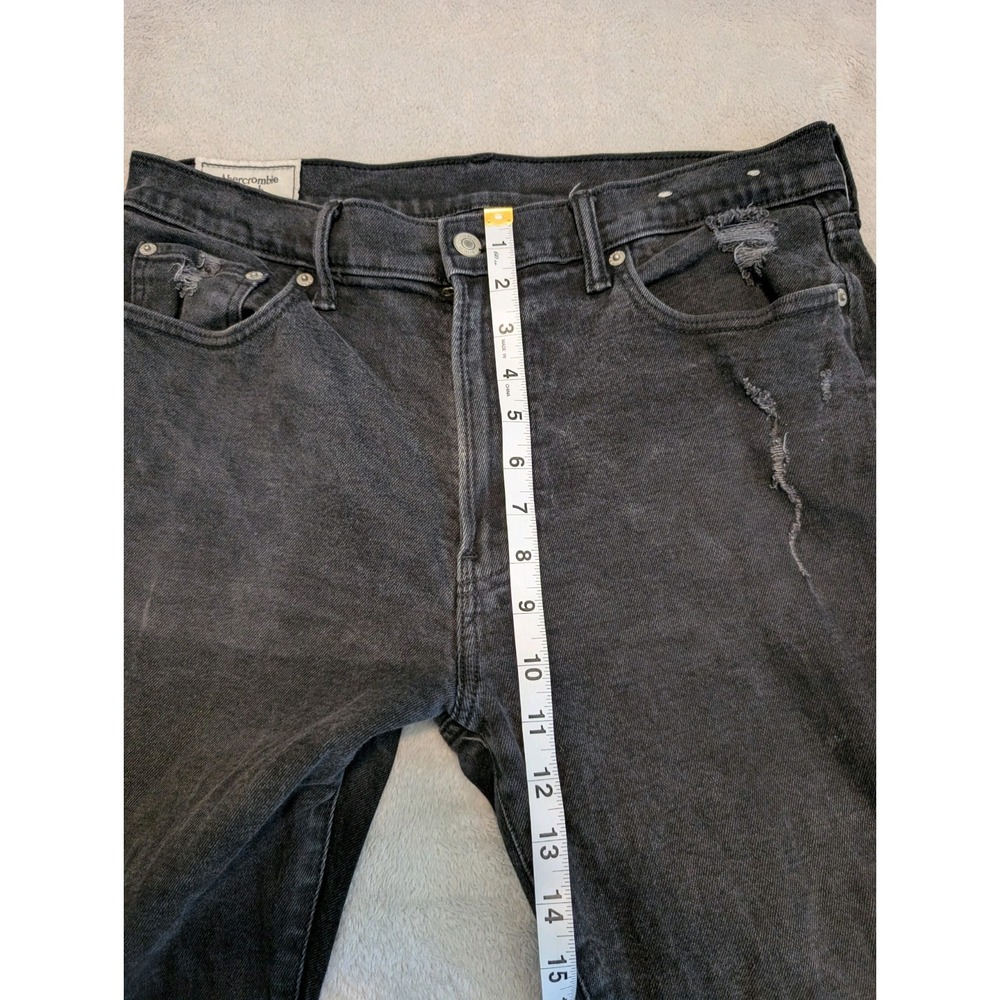 Abercrombie & Fitch Athletic Slim Jeans Mens 34x32 Black Stretch distressed - Picture 7 of 10